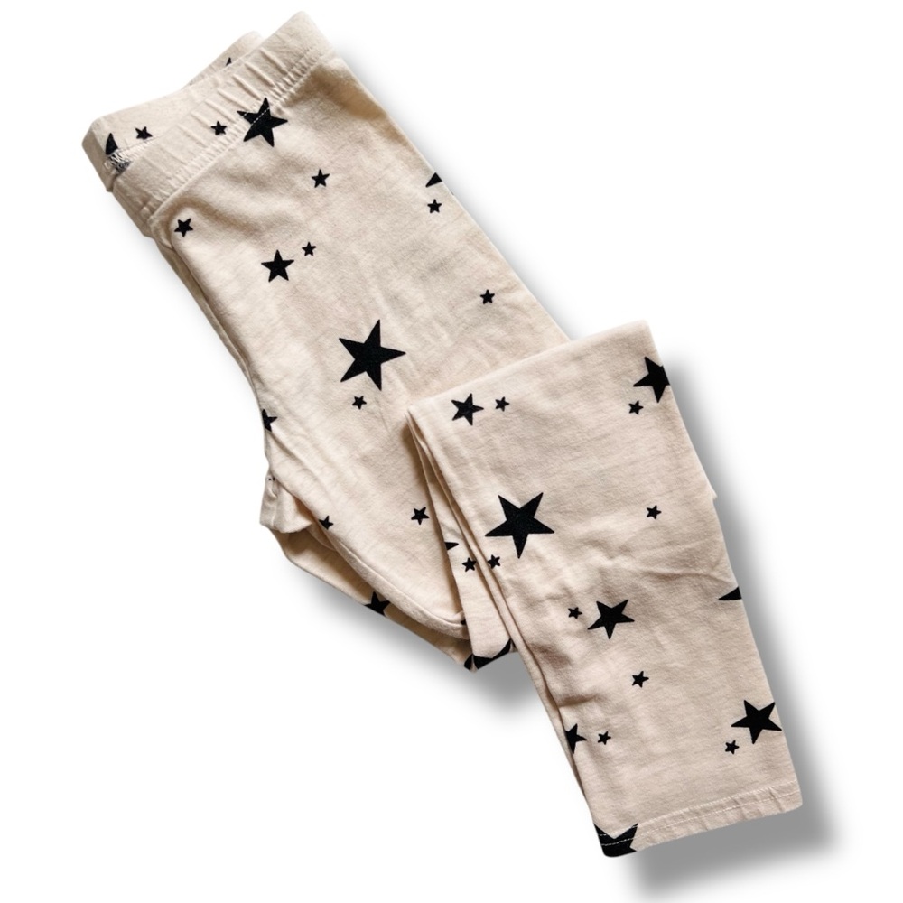 OLD NAVY Kids Star Print Cotton Leggings Cream Black Sz M (8)